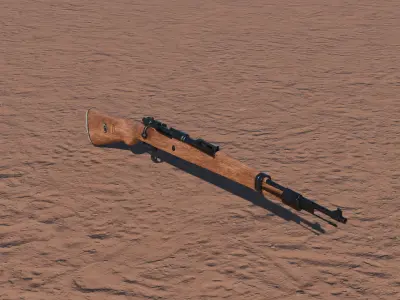 Kar98k WWII Sniper Rifle Game Ready Low-poly 3D model