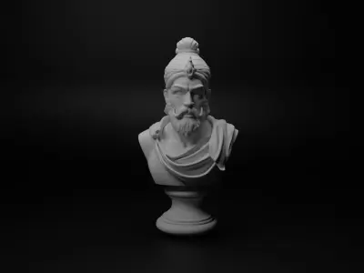 Indian Mughal Warrior Bust Chess 3D print model