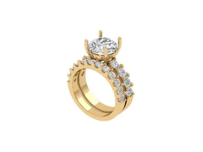 Solitair Ring Bridal Set 3D print model 52