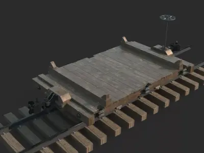 Old-fashioned vehicle rail transport vehicle 3D model