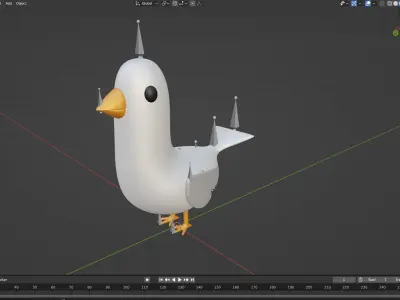 Low Poly - Cartoon Seagull Rigged Low-poly 3D model