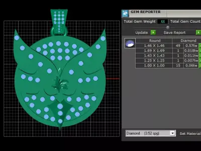 gold diamond pendant 3D print model