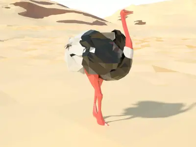 Ostrich 3d model stylized Low-poly 3D model