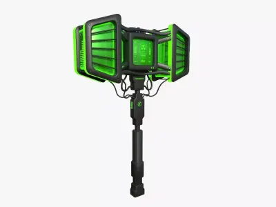 SciFi War Hammer A03 Black Green - Sci Fi Weapon Design Low-poly 3D model