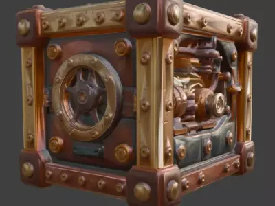 Steampunk Industrial Power Crate 3D Model Low-poly 3D model purchase