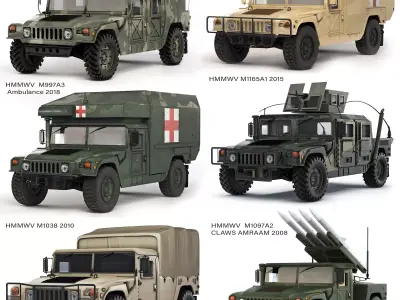 Humvee Military M1038 M1097A2 M1165A1 M1038 M242 Bushmaster 3D Model Pack purchase