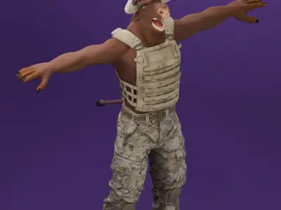 Stylized Bull Fully Rigged Face Full Body Fingers 3D model