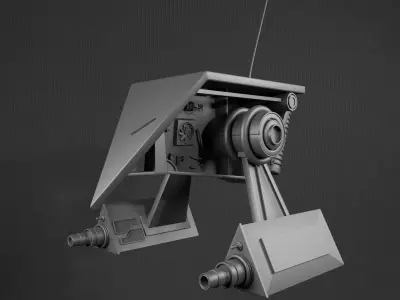 Destroyer-style space combat spacecraft - 3d Low-poly Low-poly 3D model 2