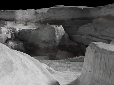 Moon open pit mining quarry 3D model