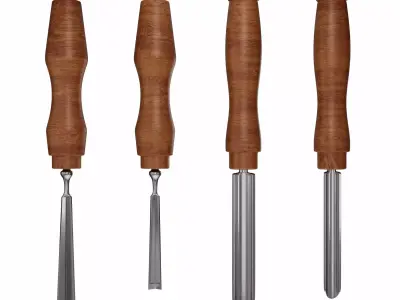 wood carving chisel Low-poly 3D model