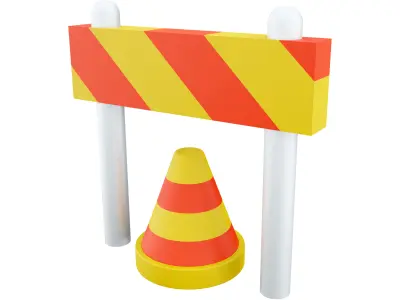 Traffic warning cones cartoon icon 3D model