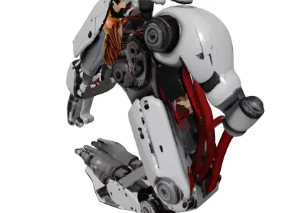 Damaged Robotic Hand with Exposed Wires 3D model