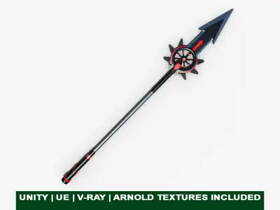 Fantasy Spear Glow 09 Game-Ready with PBR Textures Included Low-poly 3D model