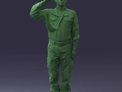 000082 Military Soldier Saluting 0915 3D model