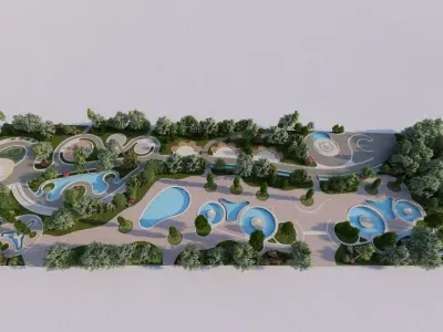 park-public park-Private Park Landscape 3D model 7