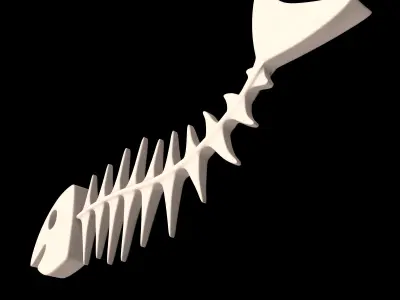 Fish Bone Cartoon Low-poly 3D model
