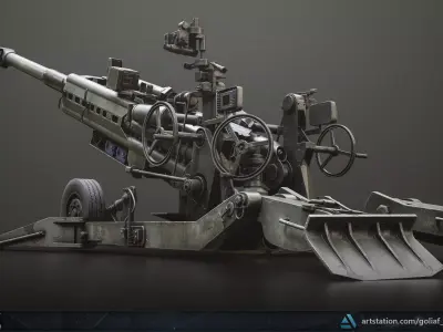 M777 Lightweight Towed Howitzer Low-poly 3D model