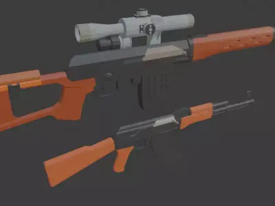 ak47 and svd low poly model Low-poly 3D model