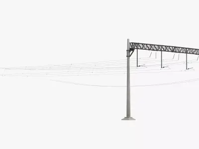 Railway Catenary Pole System Rusty 3D model