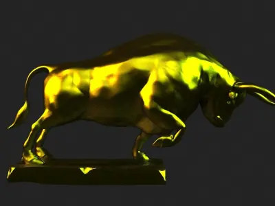 charging bull wall street sculpture statue cow 3D model