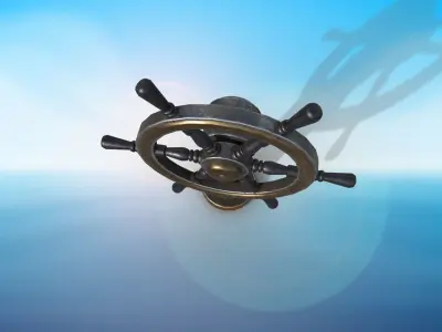 Vessel Wheel for sea ship and bell PBR game ready Low-poly 3D model purchase