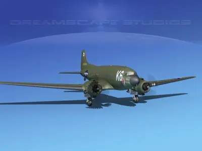 Douglas C-47 Dakota USAAF V2 3D model