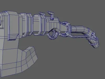 Axegun sci-fi axe Low-poly 3D model
