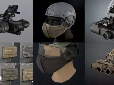 Helmet tactical gear 2 3D Model Pack