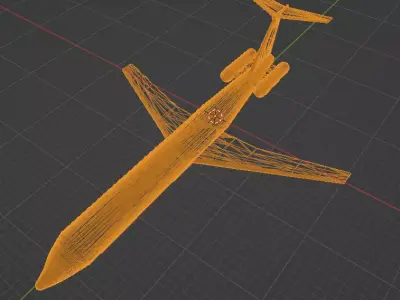 Fictional Twin Rear Engine Jetliner DC-9-80 Inspired series 3D model