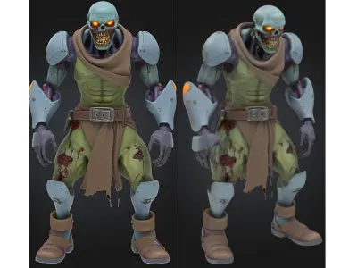 Undead Cyber Gladiator Low-poly 3D model