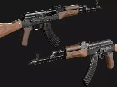 AKM rifle Low-poly 3D model