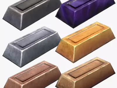 Stylized Ingots Pack Low-poly 3D model