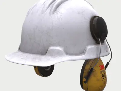 Safety Ear Muffs Hanging Helmet Low Poly Low-poly 3D model