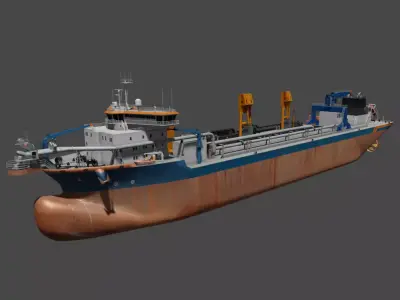 Trailing suction hopper dredger 3d model Low-poly 3D model