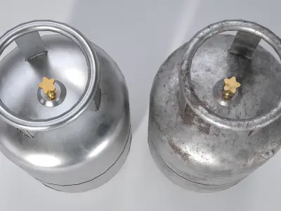 Metal LPG Gas Cylinder Low-poly 3D model