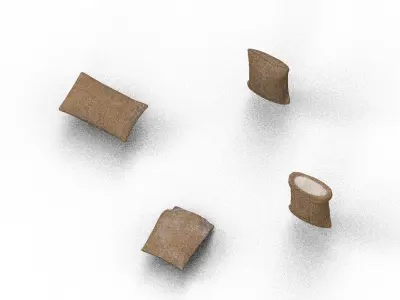 4 Flour Sacks Low-poly 3D model