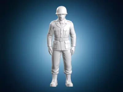 Soldier Military Figure with Helmet 3D Print Model 3D print model