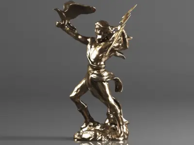 Greek God Zeus Thunderbolt Strike Cold Cast Resin 3D print model