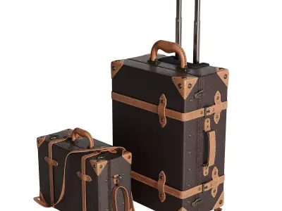 Baggage set 2 two suitcases with handles and wheels 3D model