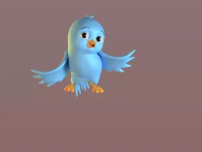 Cartoon Blue Bird Low-poly 3D model