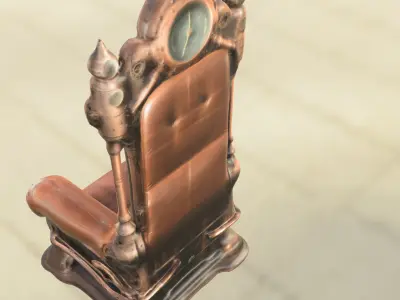 Steampunk Throne Mechanical Gear Royal Chair 3D model