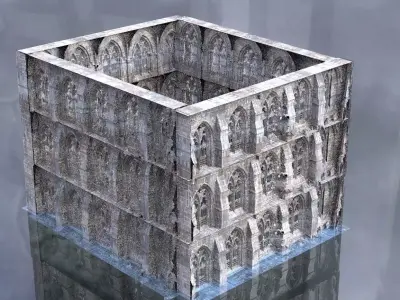 Hogwarts style wall layers 3D model