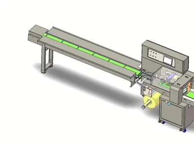 Automatic Pillow Packaging Machine Pizza Cookies Candy Bread 3D model