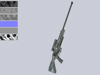 Scifi military gun Low-poly 3D model get