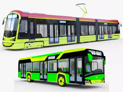 Solaris Urbino and Hyundai Rotem 3D Model Pack