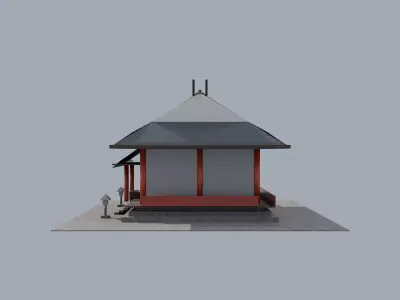 Japanese Buddhist Temple Otera Low Poly Low-poly 3D model