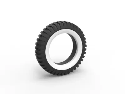 Military Whitewall tire Scale 1 to 25 3D print model