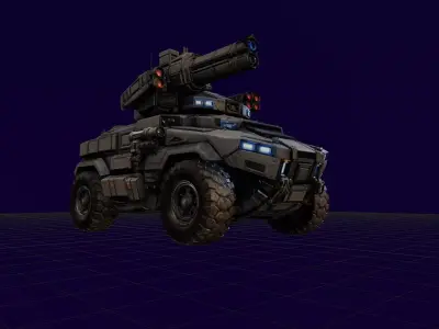 Sci Fi Armored Combat Vehicle with Heavy Laser Turret 3D print model