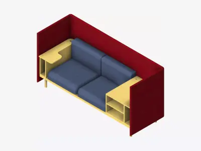 Sofa - Contemporary - Flame - Corner Shelf - Right Work Shelf Low-poly 3D model