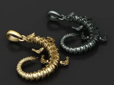 CHINESE REPTILE LIZARD PENDANT 3D PRINTABLE MODEL 3D print model